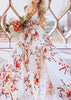 Vestido Longo Floral Fundo Branco com Fenda