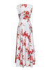 Vestido Longo Floral Fundo Branco com Fenda