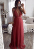 Vestido Tule Rosa Longo Decotado Festa