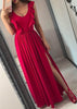 Vestido Longo Festa com Babado e Fenda
