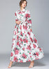 Vestido Longo Estampado Floral Gola Laço