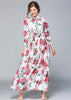 Vestido Longo Estampado Floral Gola Laço
