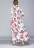 Vestido Longo Estampado Floral Gola Laço