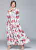 Vestido Longo Estampado Floral Gola Laço