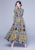 Vestido Longo Evasê Estampado Manga Longa Evangelico