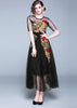 Vestido Longo de Tule Preto Bordado