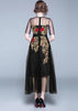 Vestido Longo de Tule Preto Bordado