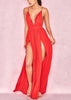 Vestido de Festa Longo Vermelho com Fenda e Renda