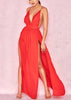 Vestido de Festa Longo Vermelho com Fenda e Renda
