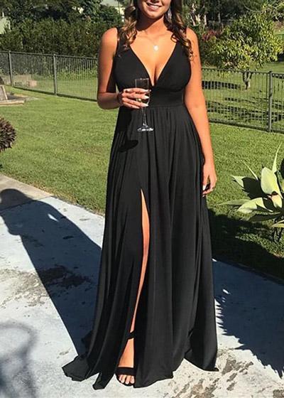 Vestido Longo de Festa com Fenda na Frente
