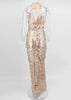 Vestido Longo Festa de Paetê Decote Gota com Fenda