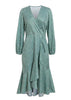 Vestido Envelope Transpassado Longo Estampado com Babado