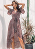 Vestido Envelope Transpassado Longo com Babado