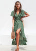 Vestido Envelope Transpassado Longo com Babado