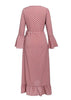 Vestido Longo Transpassado Manga Flare com Babado
