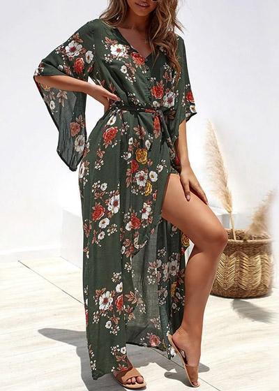 Vestido Mullet Longo Festa Estampado com Babado