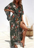 Vestido Mullet Longo Festa Estampado com Babado