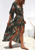 Vestido Mullet Longo Festa Estampado com Babado