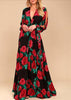 Vestido Boho Longo Florido Manga Longa