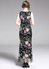 Vestido Longo Tule Bordado Flores para Festa