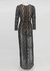 Vestido Longo de Renda com Fenda e Manga