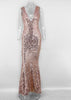 Vestido Longo Paetê Rose Decote nas Costas