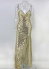 Vestido Longo Festa Madrinha de Paetê com Fenda