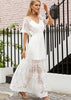 Vestido Longo Branco com Tule Bordado Para Festa Reveillon