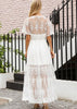 Vestido Longo Branco com Tule Bordado Para Festa Reveillon