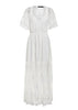 Vestido Longo Branco com Tule Bordado Para Festa Reveillon