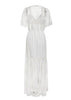 Vestido Longo Branco com Tule Bordado Para Festa Reveillon