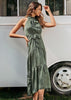 Vestido Longo Estampado Decote Halter Neck