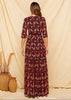 Vestido Longo Estampa Etnica Meia Manga