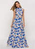 Vestido Longo Casual Estampado Floral Gola Alta