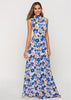Vestido Longo Casual Estampado Floral Gola Alta