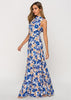 Vestido Longo Casual Estampado Floral Gola Alta