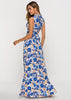 Vestido Longo Casual Estampado Floral Gola Alta