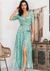 Vestido Longo Estampado Transpassado com Amarração
