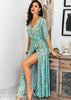 Vestido Longo Estampado Transpassado com Amarração