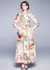Vestido Longo Estampado Floral Manga Longa