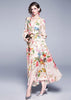 Vestido Longo Estampado Floral Manga Longa