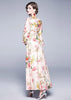 Vestido Longo Estampado Floral Manga Longa