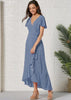 Vestido Envelope Transpassado Longo Poá de Viscose
