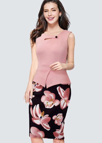 Vestido Midi Justo Estampado Para Trabalhar