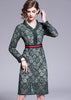 Vestido Midi de Renda Guipir com Cintura Marcada