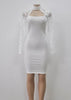 Vestido Midi Justo Renda Gola Alta Com Decote