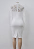 Vestido Midi Justo Renda Gola Alta Com Decote