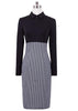 Vestido Tubinho Gola Peter Estampa Pied de Poule