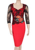 Vestido Tubinho Com Renda Manga Longa