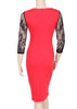 Vestido Tubinho Com Renda Manga Longa